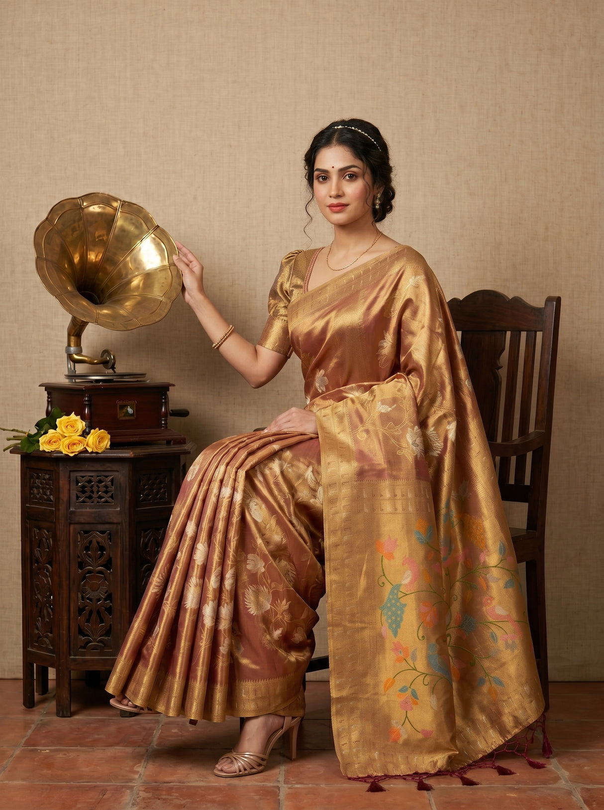 MIMOSA Magenta Kanjivaram Art Silk Saree — pose 4 styling detail