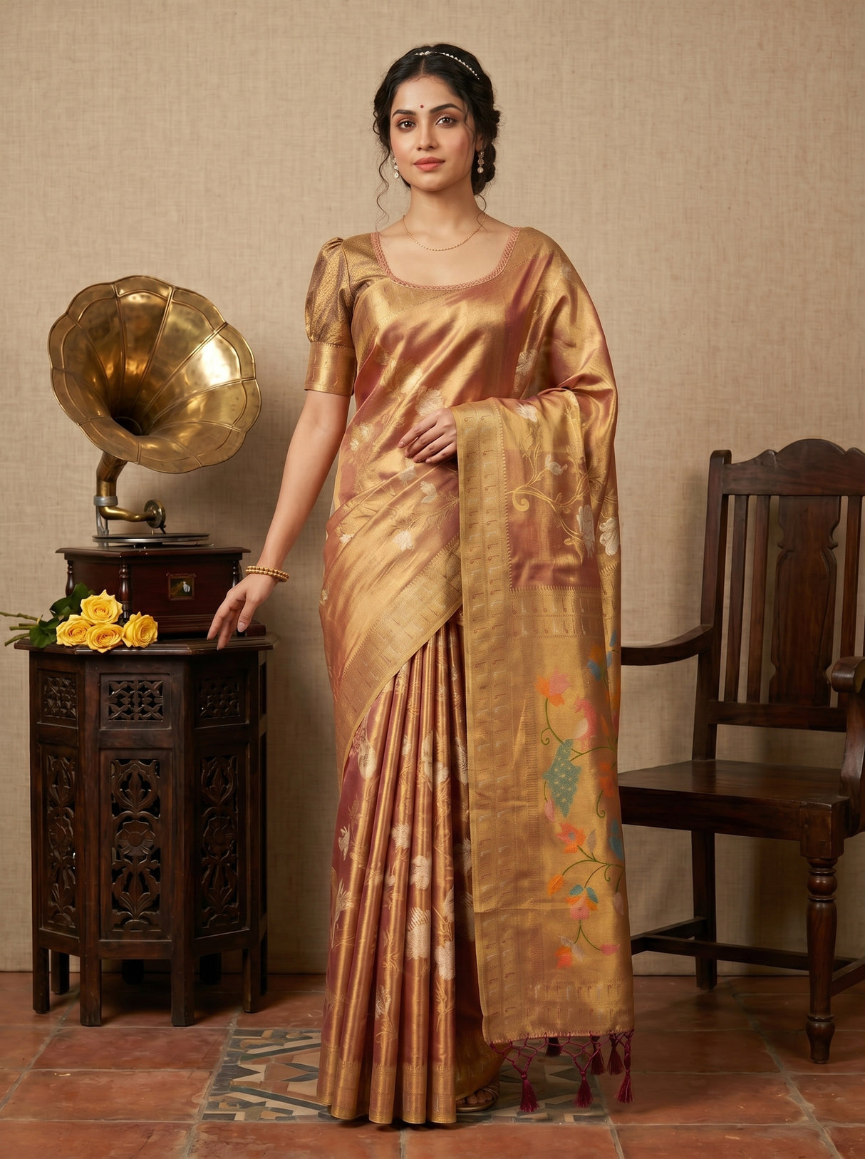 MIMOSA Magenta Kanjivaram Art Silk Saree — pose 5 styling detail