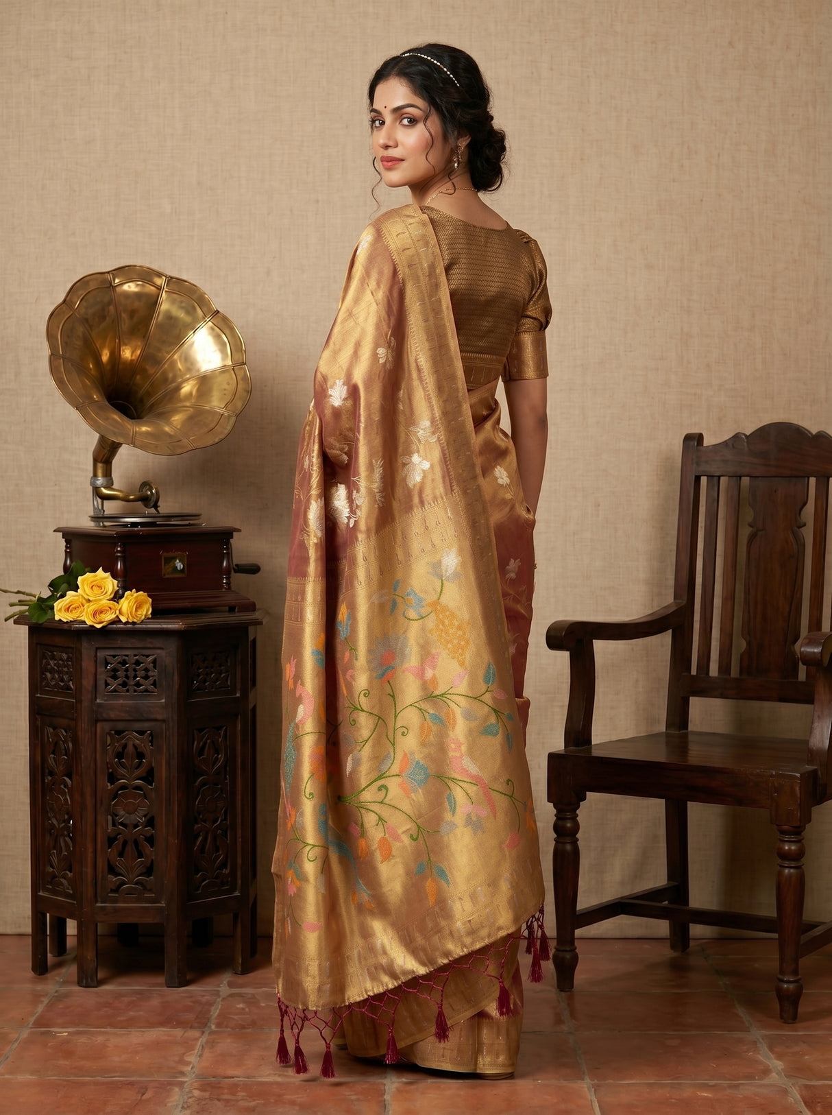 MIMOSA Magenta Kanjivaram Art Silk Saree — pose 9 styling detail