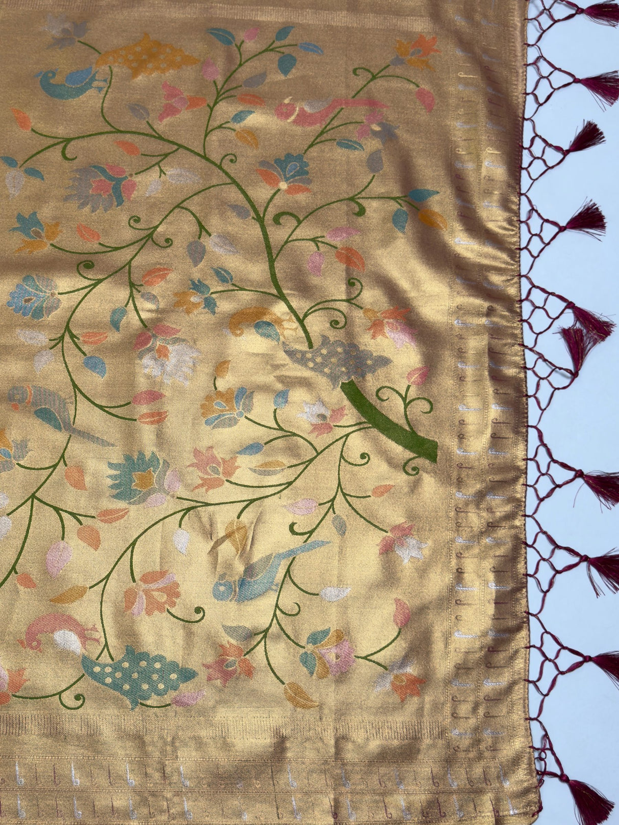 MIMOSA Magenta Kanjivaram Art Silk Saree — pallu and zari work detail