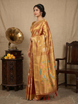 MIMOSA Red Kanjivaram Art Silk Saree — pose 3 styling detail