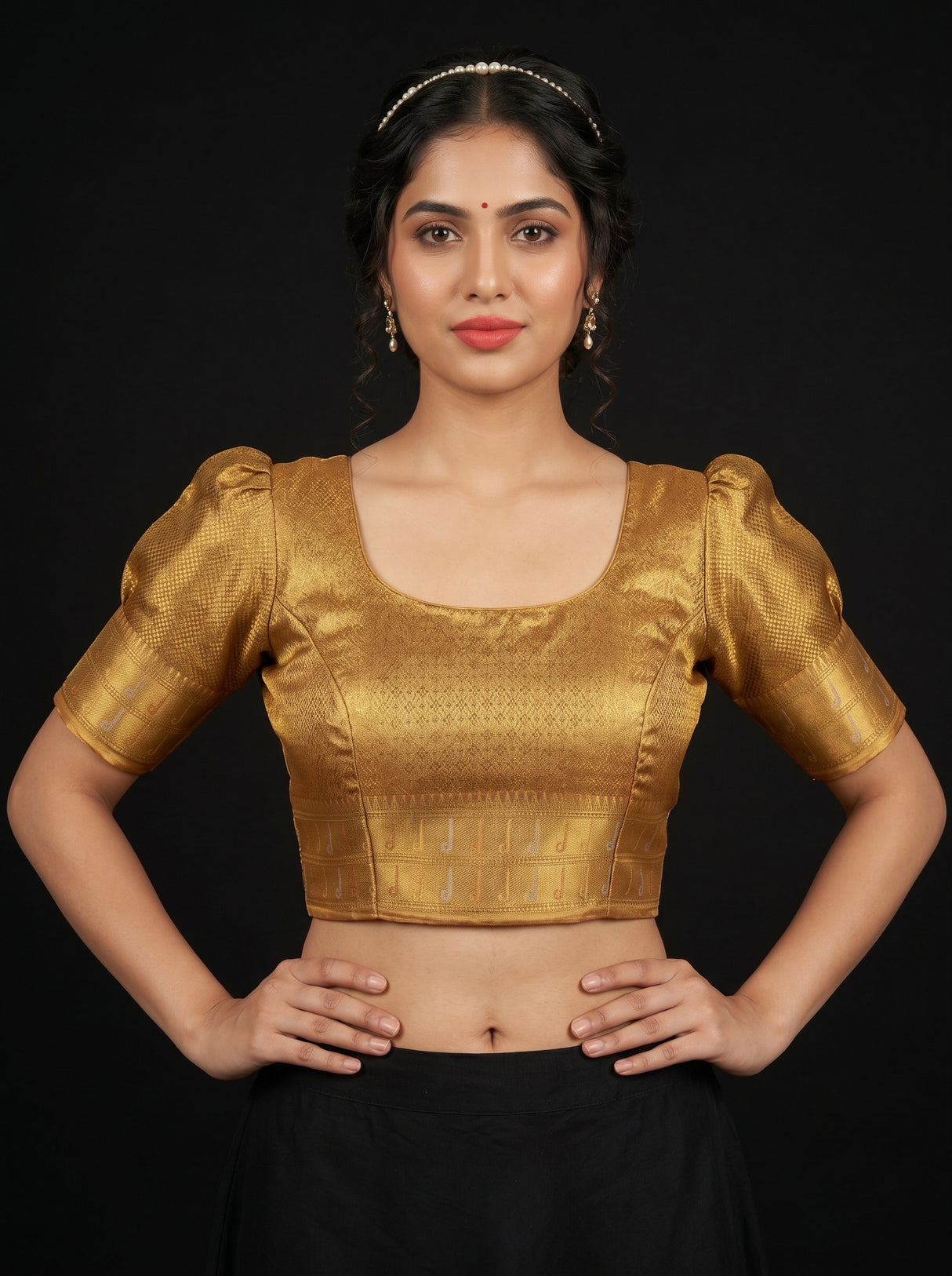 MIMOSA Red Kanjivaram Art Silk Saree — blouse close-up