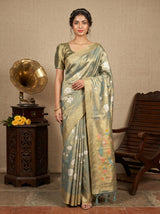 MIMOSA Sapphire Kanjivaram Art Silk Saree — AI Model lifestyle pose