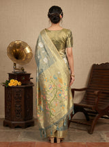 MIMOSA Sapphire Kanjivaram Art Silk Saree — pose 2 styling detail