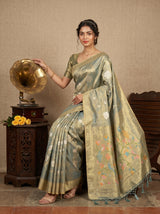 MIMOSA Sapphire Kanjivaram Art Silk Saree — pose 4 styling detail