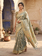 MIMOSA Sapphire Kanjivaram Art Silk Saree — pose 6 styling detail