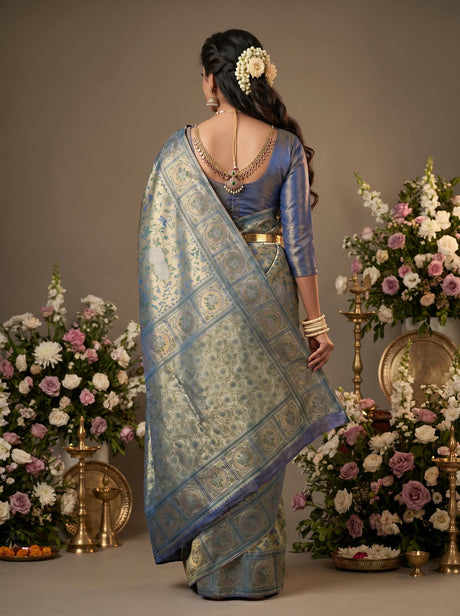 MIMOSA Green Kanjivaram Art Silk Saree — Blouse Fabric Detail