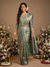 MIMOSA Green Kanjivaram Art Silk Saree — pose 7 styling detail