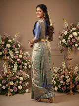 MIMOSA Green Kanjivaram Art Silk Saree — pose 9 styling detail