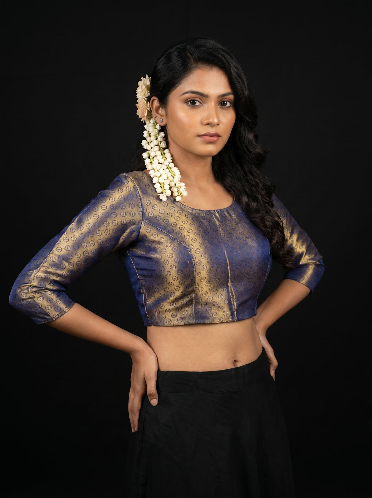 MIMOSA Green Kanjivaram Art Silk Saree — blouse close-up