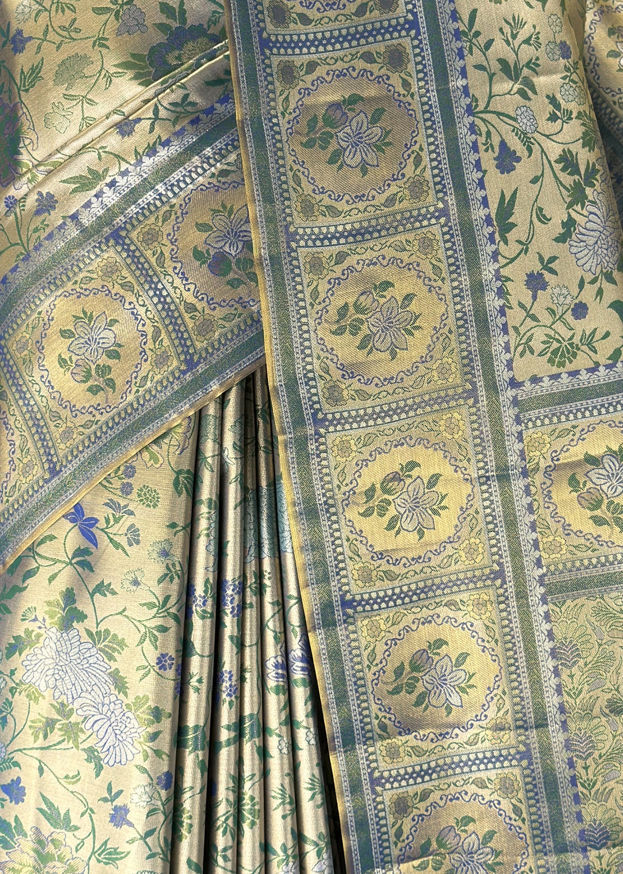 MIMOSA Green Kanjivaram Art Silk Saree — fleets shot full lifestyle