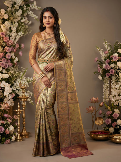 MIMOSA Magenta Kanjivaram Art Silk Saree — Draped Mannequin View