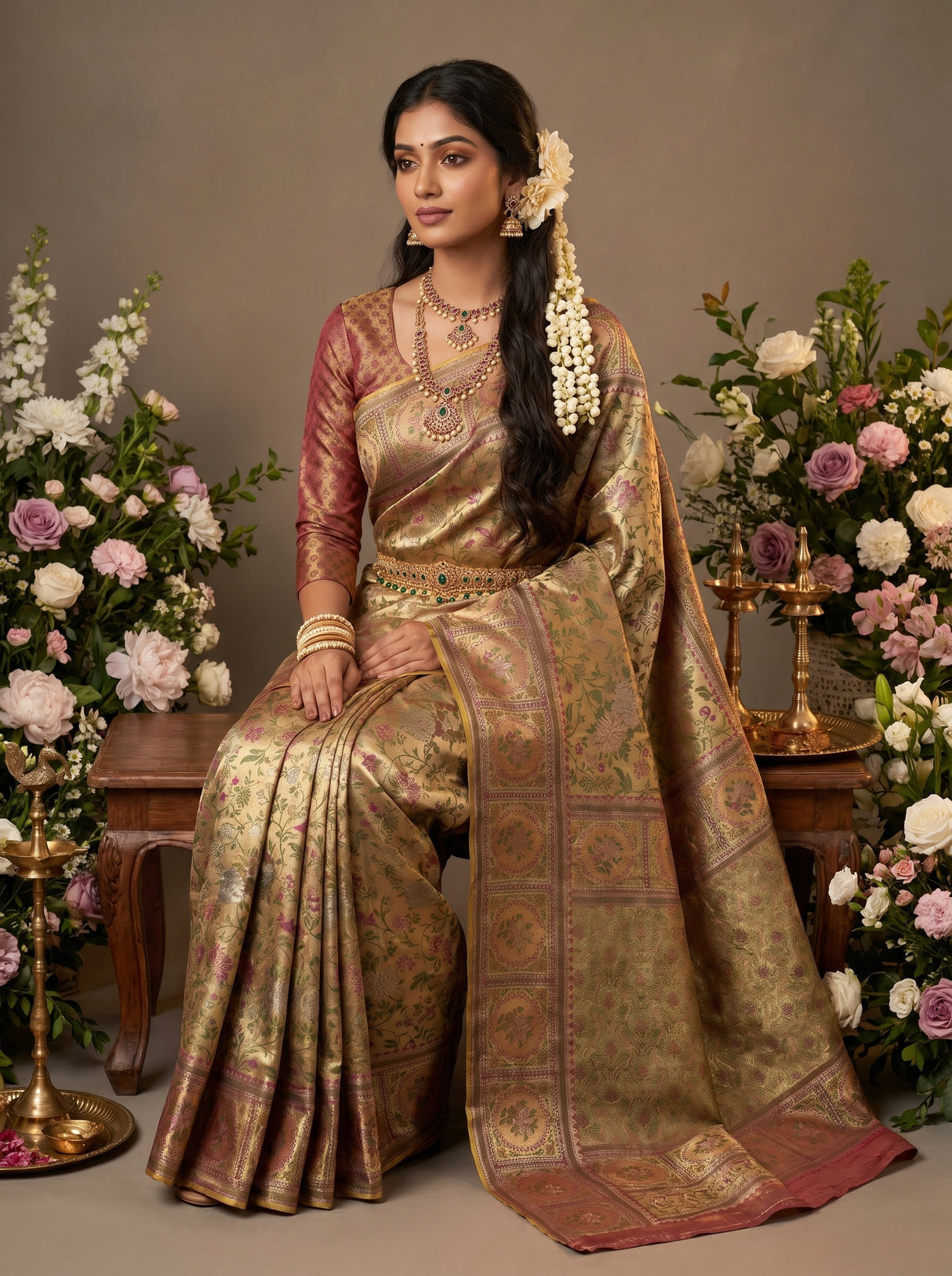 MIMOSA Magenta Kanjivaram Art Silk Saree — Pallu and Body Detail