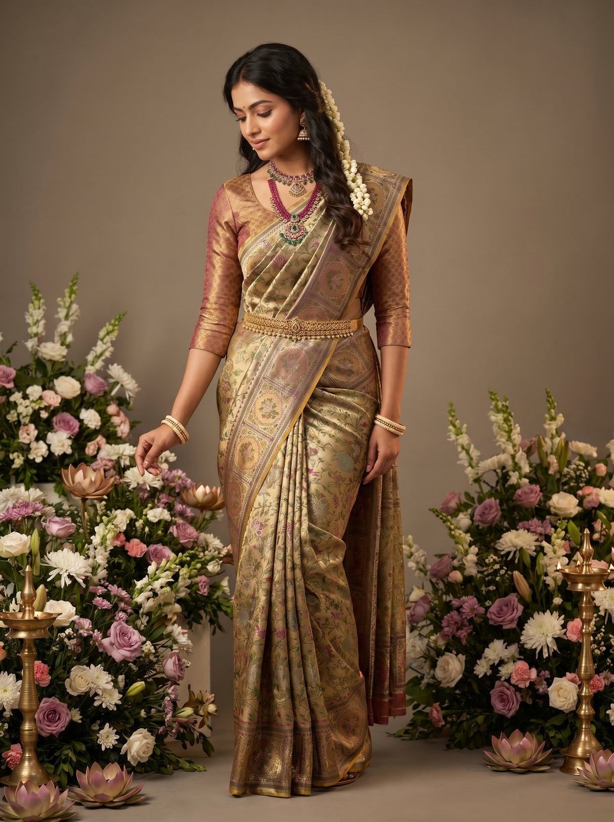 MIMOSA Magenta Kanjivaram Art Silk Saree — pose 8 styling detail