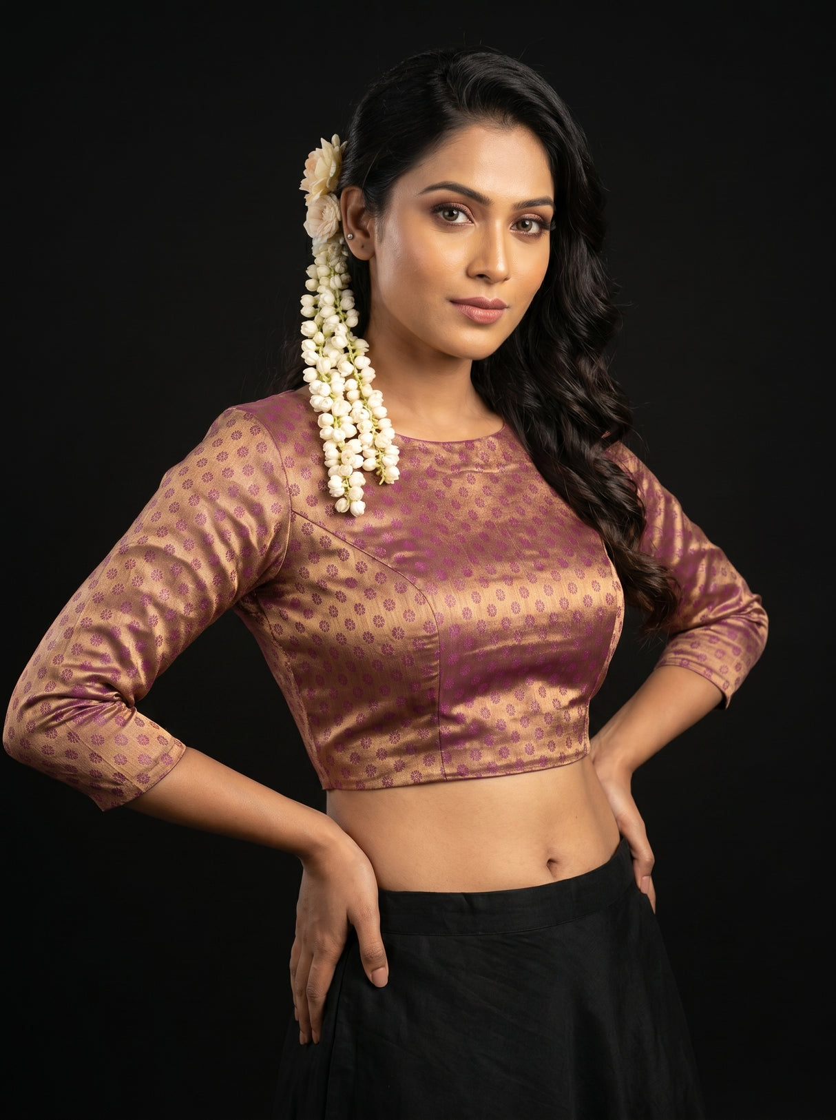 MIMOSA Magenta Kanjivaram Art Silk Saree — blouse close-up