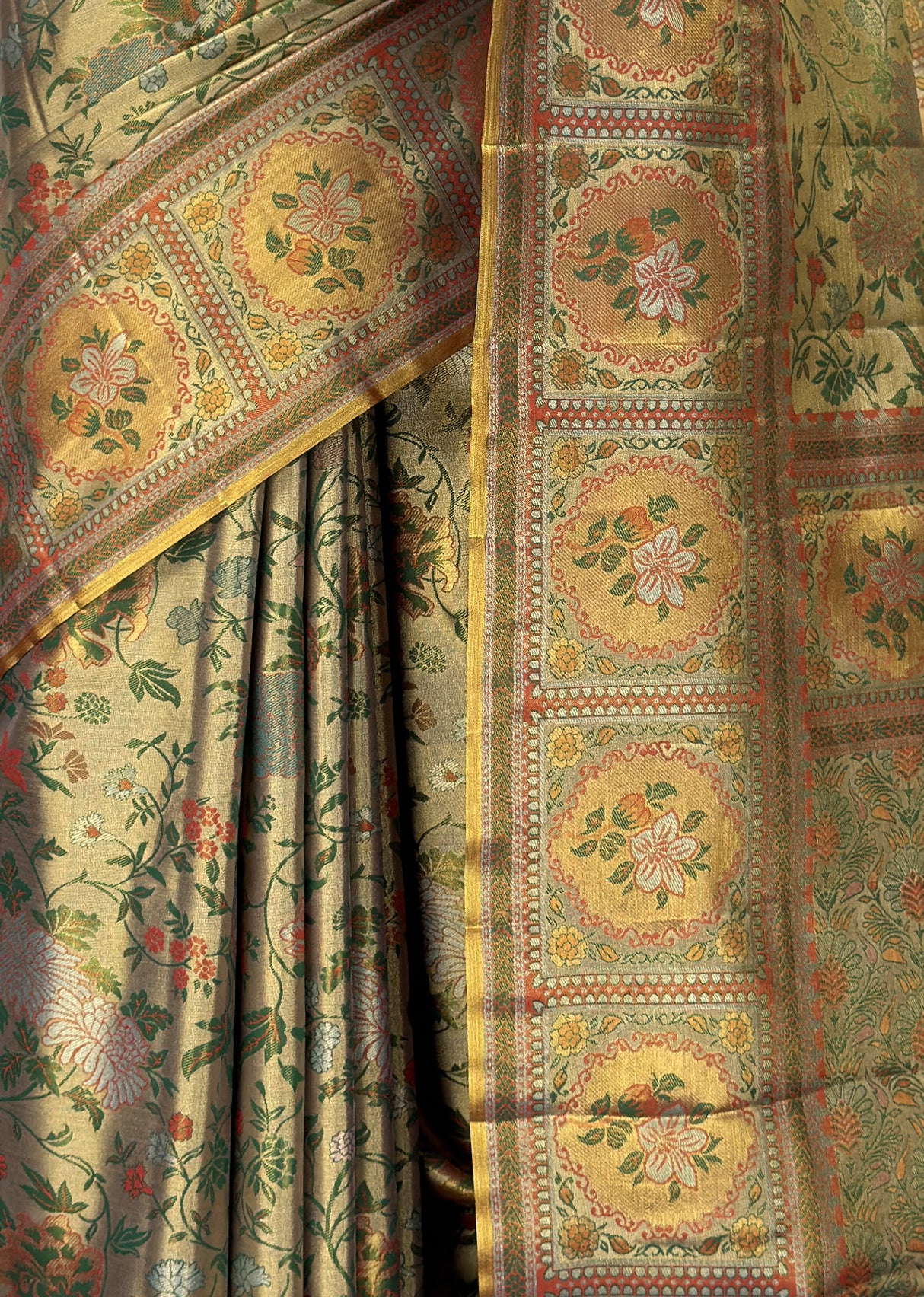 MIMOSA Orange Kanjivaram Art Silk Saree — fleets shot full lifestyle