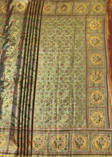 MIMOSA Orange Kanjivaram Art Silk Saree — pallu and zari work detail