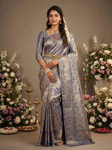 MIMOSA Royal Blue Kanjivaram Art Silk Saree — Draped Mannequin View
