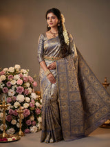 MIMOSA Royal Blue Kanjivaram Art Silk Saree — Styled Model View