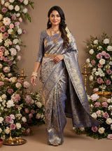 MIMOSA Royal Blue Kanjivaram Art Silk Saree — pose 7 styling detail