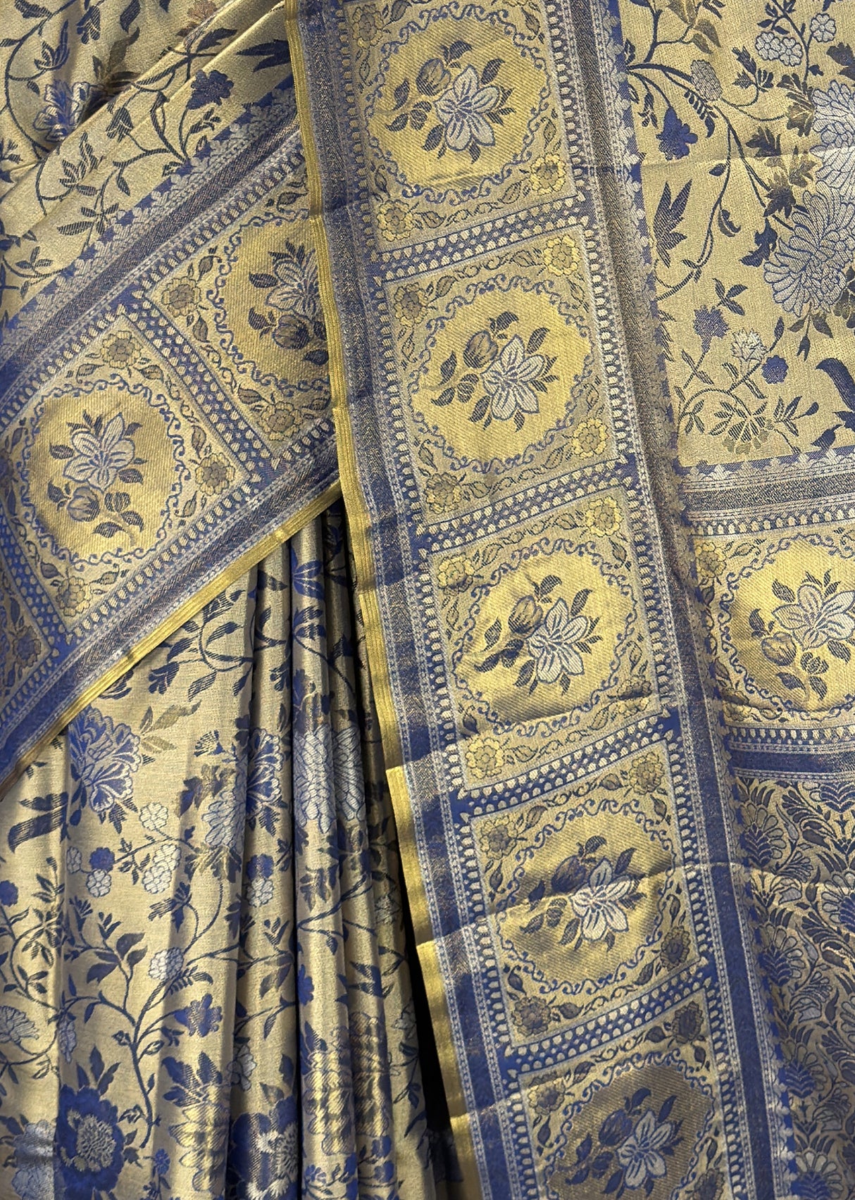 MIMOSA Royal Blue Kanjivaram Art Silk Saree — fleets shot full lifestyle