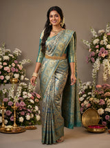 MIMOSA Rama Kanjivaram Art Silk Saree — Draped Mannequin View