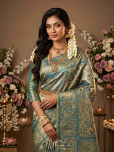 MIMOSA Rama Kanjivaram Art Silk Saree — Styled Model View