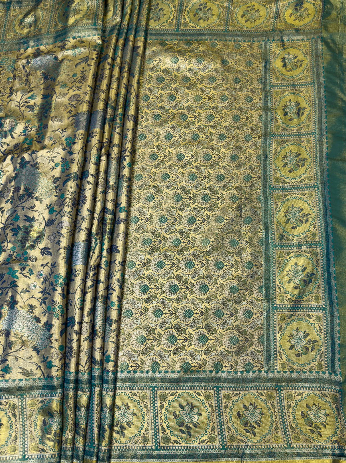 MIMOSA Rama Kanjivaram Art Silk Saree — pallu and zari work detail