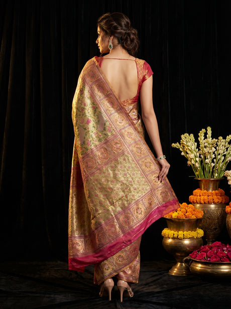 MIMOSA Rani Kanjivaram Art Silk Saree — Blouse Fabric Detail