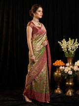 MIMOSA Rani Kanjivaram Art Silk Saree — Pallu and Body Detail