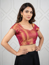 MIMOSA Rani Kanjivaram Art Silk Saree — blouse close-up