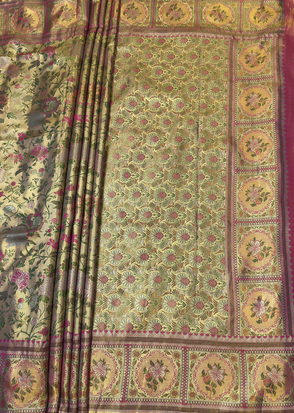 MIMOSA Rani Kanjivaram Art Silk Saree — pallu and zari work detail