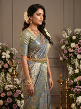MIMOSA Saffire Kanjivaram Art Silk Saree — Pallu and Body Detail