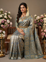 MIMOSA Saffire Kanjivaram Art Silk Saree — Styled Model View