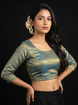 MIMOSA Saffire Kanjivaram Art Silk Saree — blouse close-up