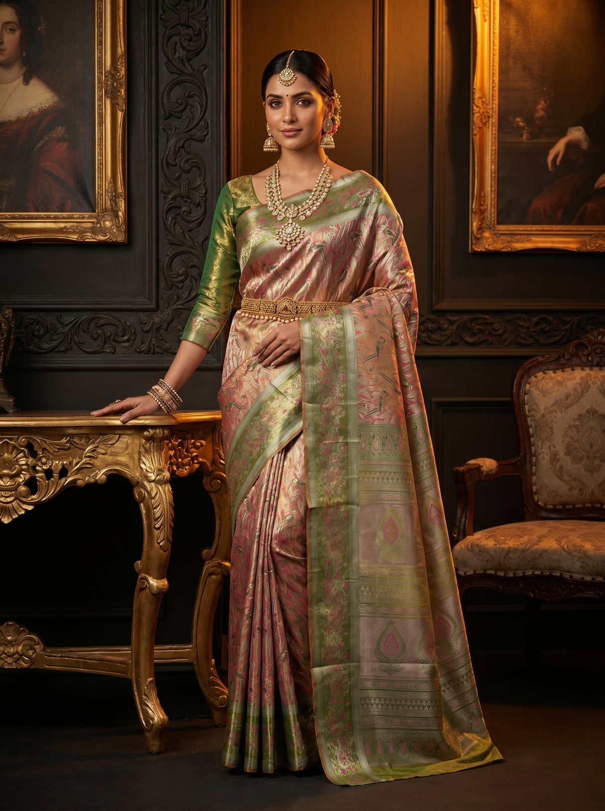 MIMOSA Gajari Kanjivaram Art Silk Saree — Blouse Fabric Detail