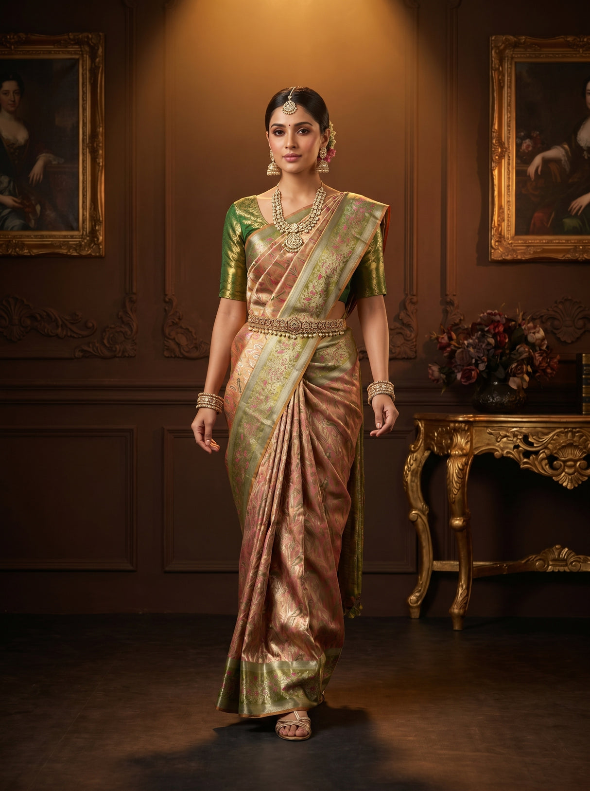 MIMOSA Gajari Kanjivaram Art Silk Saree — Full Front Pose