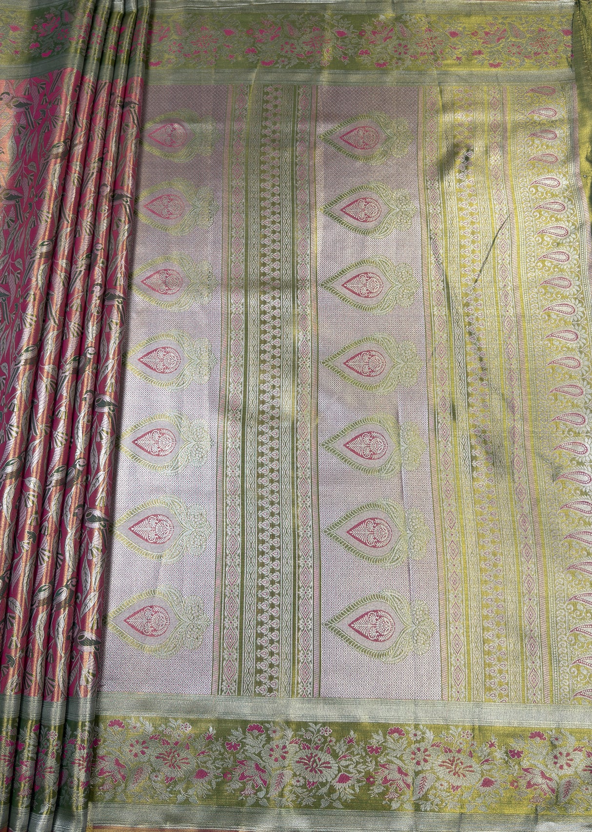 MIMOSA Gajari Kanjivaram Art Silk Saree — pallu and zari work detail