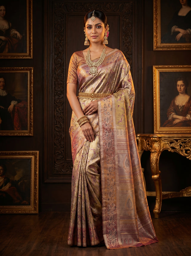 MIMOSA Magenta Kanjivaram Art Silk Saree — Draped Mannequin View
