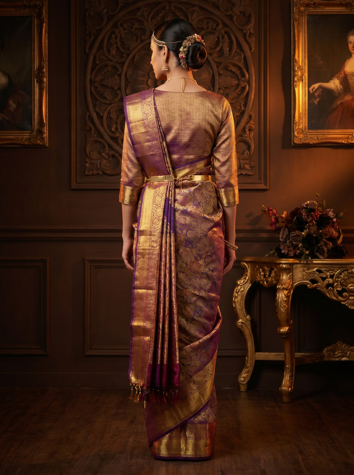 MIMOSA Magenta Kanjivaram Art Silk Saree — Blouse Fabric Detail