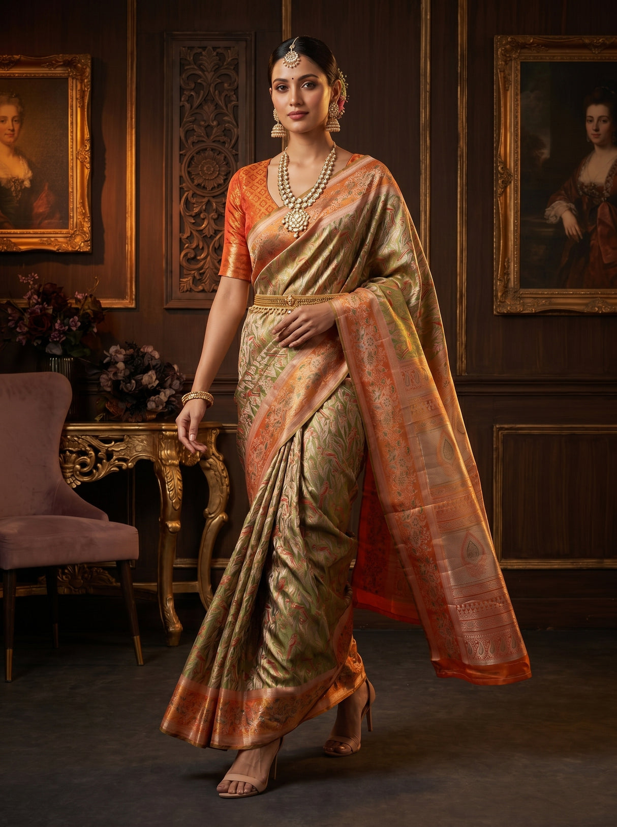 MIMOSA Maroon Kanjivaram Art Silk Saree — pose 7 styling detail
