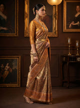 MIMOSA Navy Kanjivaram Art Silk Saree — Full Front Pose