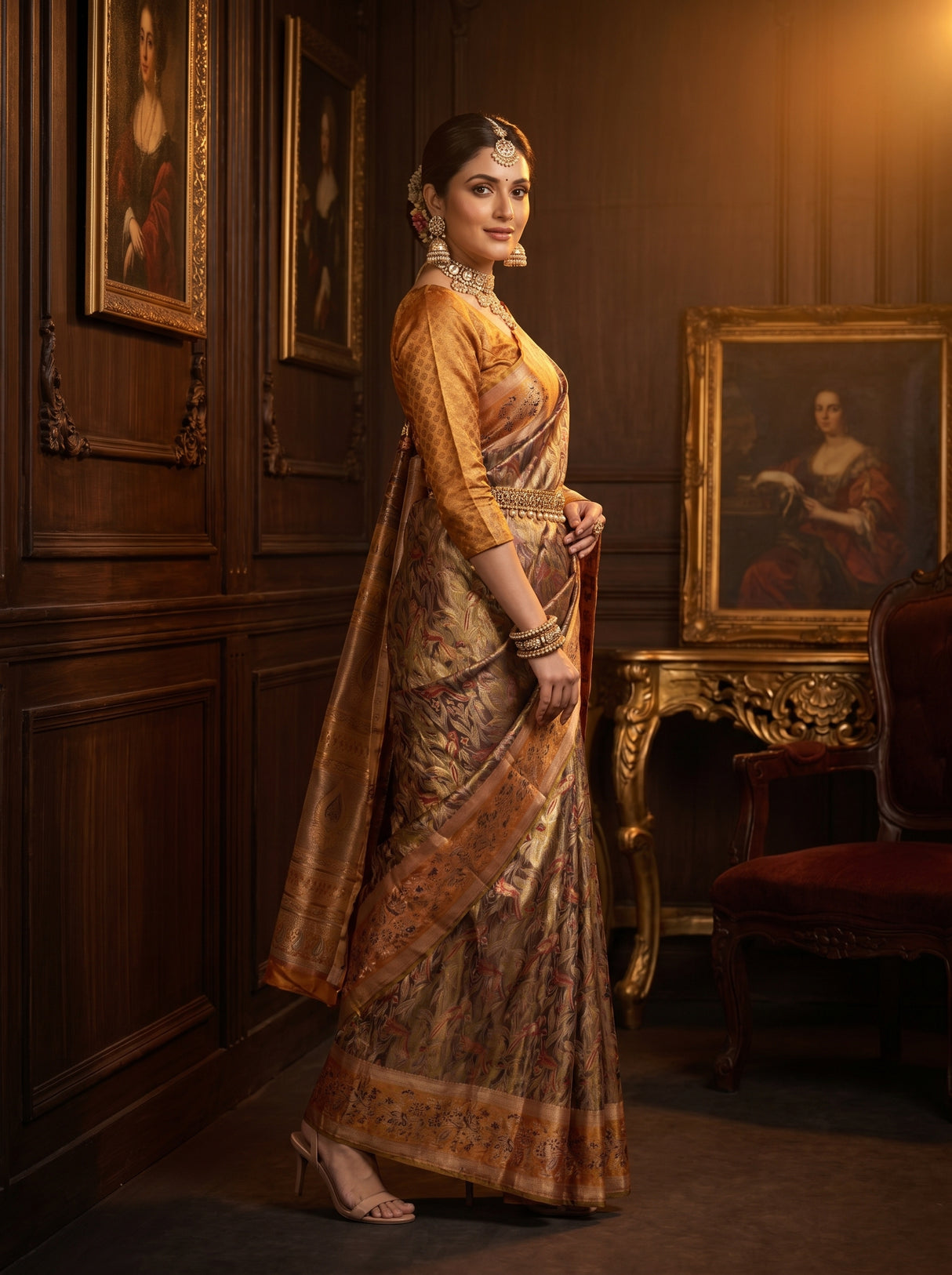 MIMOSA Navy Kanjivaram Art Silk Saree — pose 9 styling detail