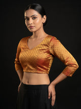 MIMOSA Navy Kanjivaram Art Silk Saree — blouse close-up