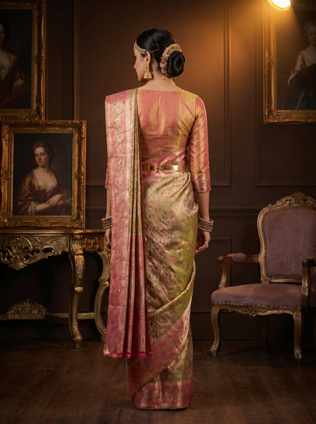 MIMOSA Olive Kanjivaram Art Silk Saree — Blouse Fabric Detail