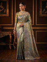 MIMOSA Royal Blue Kanjivaram Art Silk Saree — Draped Mannequin View
