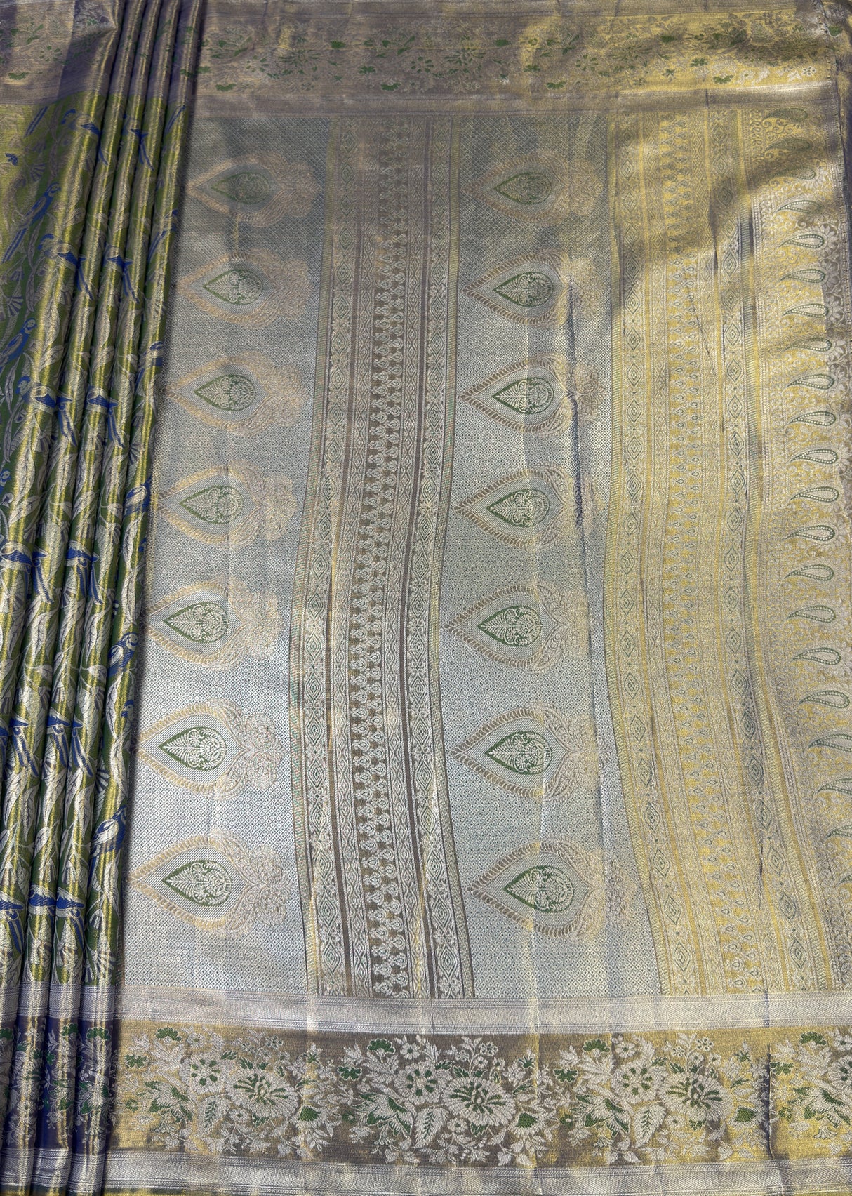 MIMOSA Royal Blue Kanjivaram Art Silk Saree — pallu and zari work detail