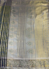 MIMOSA Royal Blue Kanjivaram Art Silk Saree — pallu and zari work detail