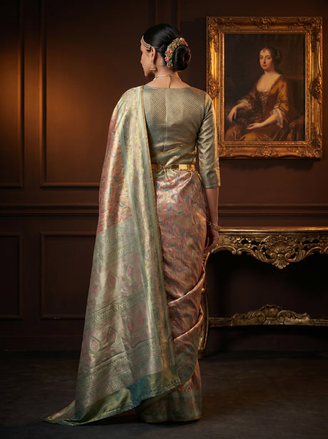 MIMOSA Rama Kanjivaram Art Silk Saree — Blouse Fabric Detail