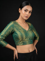 MIMOSA Rama Kanjivaram Art Silk Saree — blouse close-up